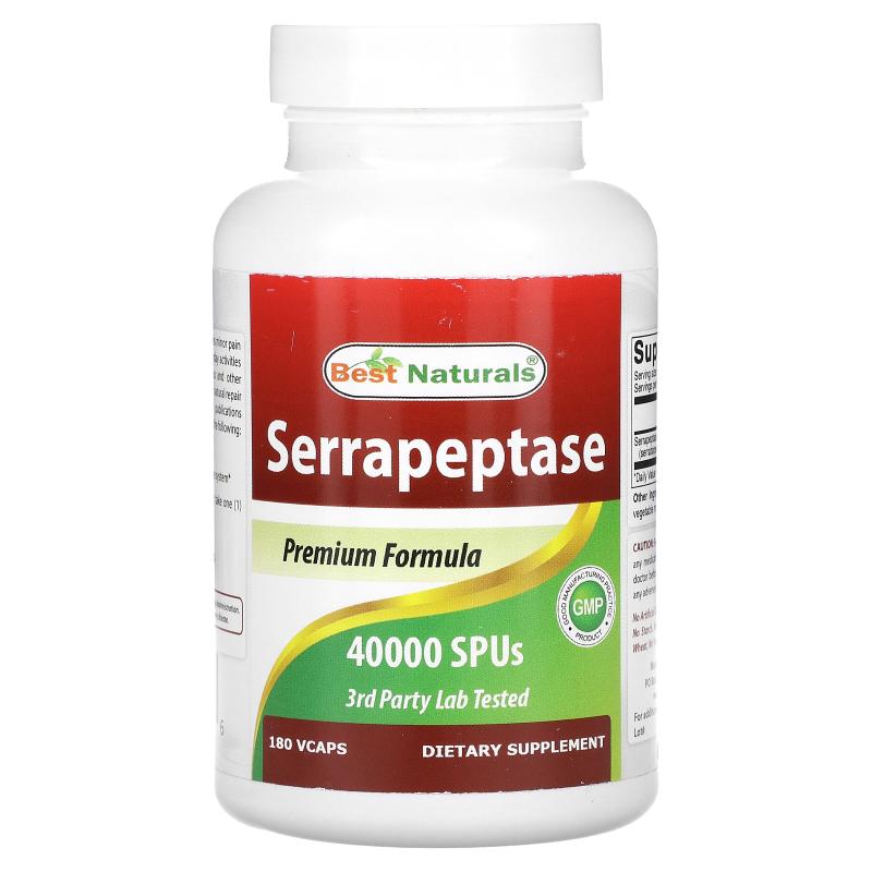 Best Naturals,Serrapeptase, 40,000 SPUs, 180 VCAPS 保健食品/膳食营养补充食品 机能性表示食品 原图主图