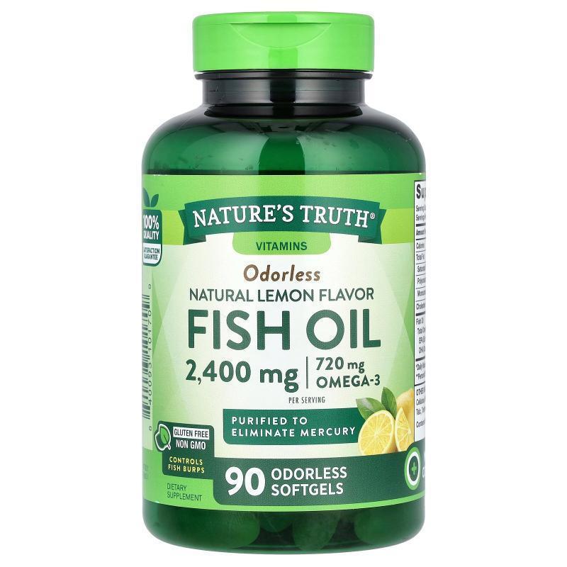 Nature's Truth,Odorless Fish Oil, Natural Lemon, 2,400 mg, 9