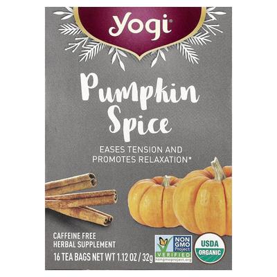 约琪,Pumpkin Spice, Caffeine Free, 16 Tea Bags, 1.12 oz (32