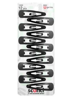 Scunci,按扣发夹，黑色，12 枚