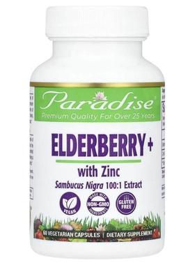 Paradise Herbs,Earth's Blend，接骨木+ 锌，60 粒素食胶囊