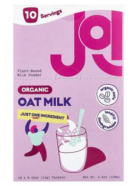 JOI,Organic Oat Milk Powder, 10 Packets, 0.42 oz (12 g) Each