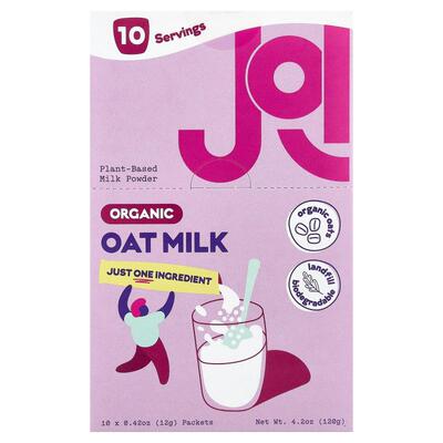 JOI,Organic Oat Milk Powder, 10 Packets, 0.42 oz (12 g) Each