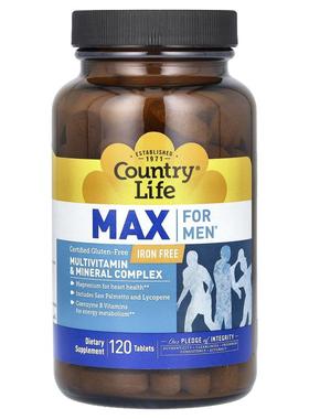 Country Life Max多维生素和矿物质复合物心脏健康男性健康
