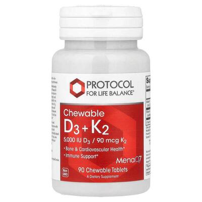 Protocol for Life Balance,Chewable D3 + K2, 90 Chewable Tabl