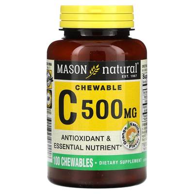 Mason Natural,Vitamin C, Orange Vanilla, 500 mg, 100 Chewabl