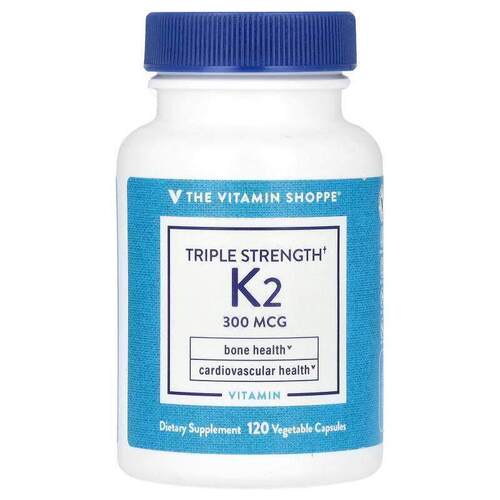 The Vitamin Shoppe,三重维生素K2，300微克，60粒蔬菜胶囊
