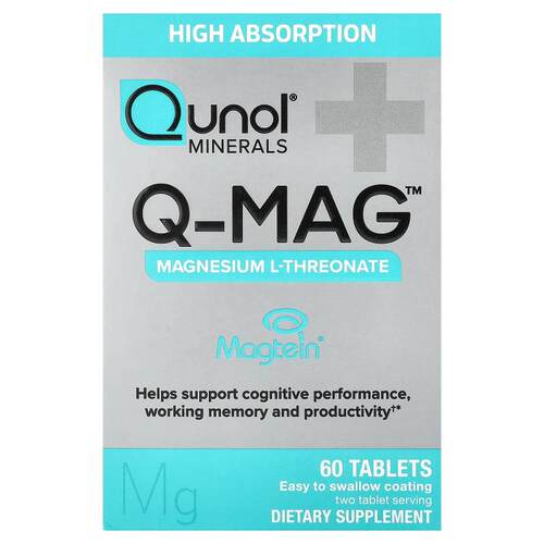 Qunol,Q-MAG™, Magnesium L-Threonate , 60 Tablets (72 mg per