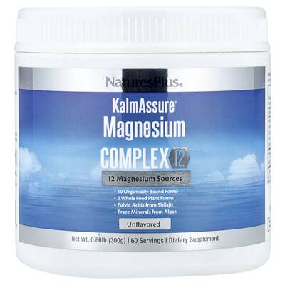 NaturesPlus/自然加KalmAssure镁复合12镁复合物晚间充实时刻伴