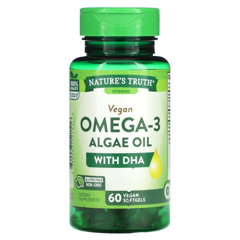 Nature's Truth,含 DHA 的全素 Omega-3 海藻油，60 粒全素软凝胶