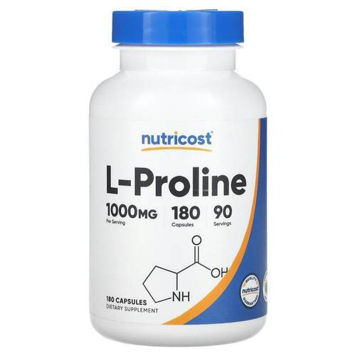 Nutricost,L-Proline, 500 mg, 180 Capsules