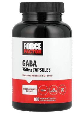 Force Factor,GABA, 750 mg, 100 Vegetable Capsules