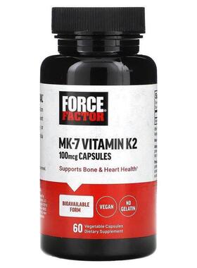 Force Factor,MK-7 Vitamin K2, 100 mcg, 60 Vegetable Capsules