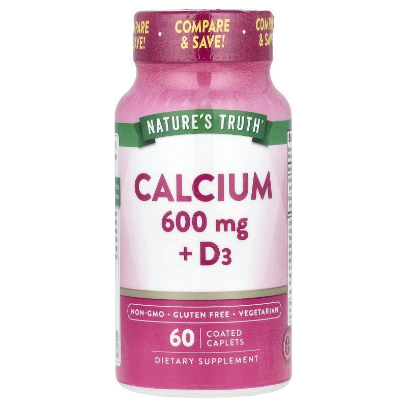 Nature's Truth,Calcium Plus 维生素 D3，600 毫克，60 片包衣囊