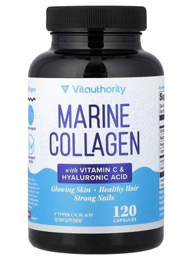 Vitauthority,Marine Collagen with Vitamin C & Hyaluronic Aci