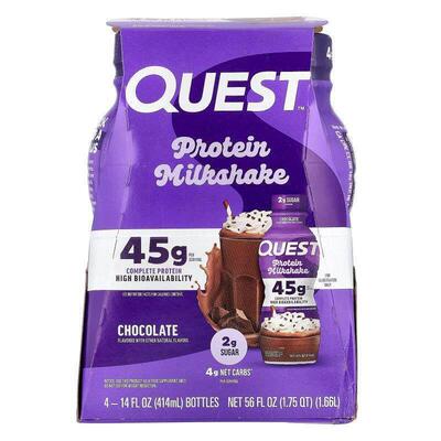 Quest Nutrition,Protein Milk Shake, Chocolate, 4 Bottles, 14