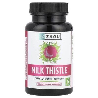 Zhou Nutrition,水飞蓟，肝脏支持配方，450 毫克，60 粒素食胶囊