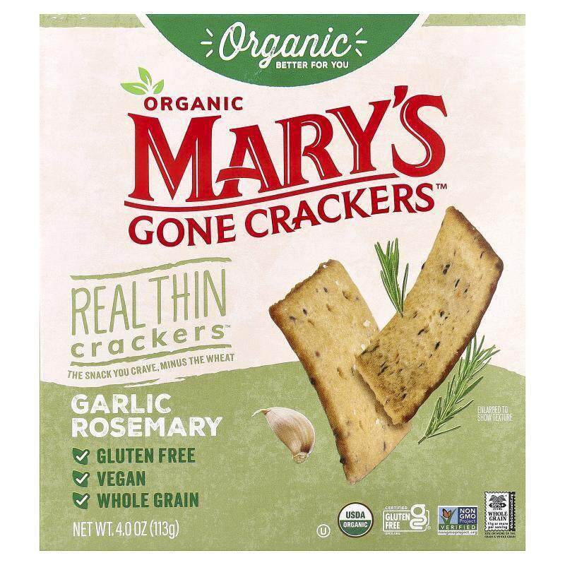 Mary's Gone Crackers,Real Thin Crackers&trade;, Garlic Rosemary, 4