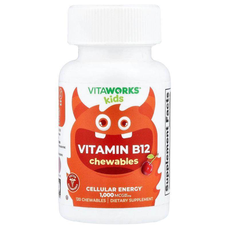 VitaWorks,Kids, Vitamin B12, Cherry, 120 Chewables