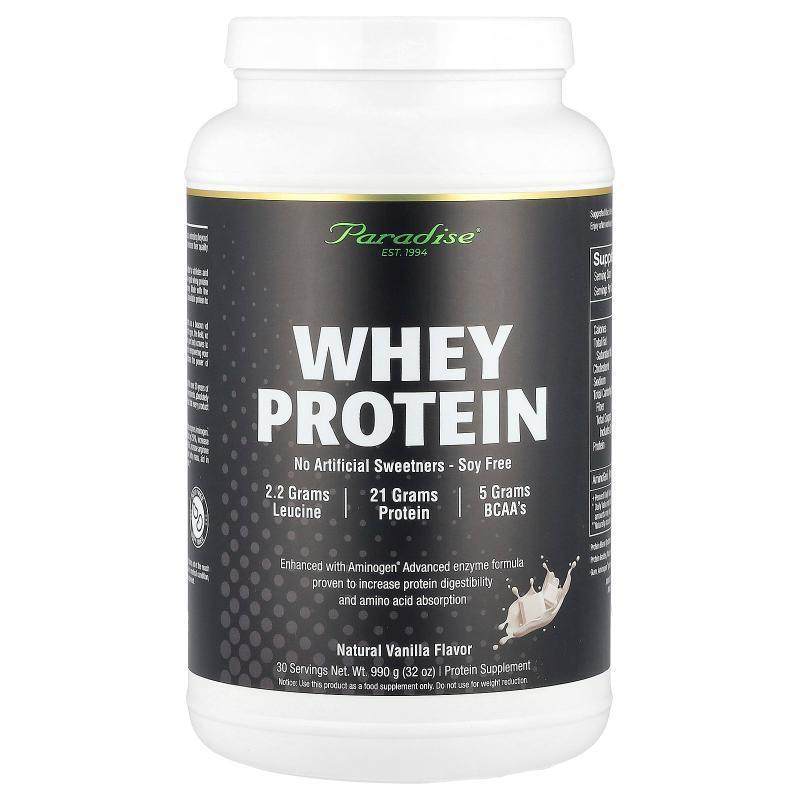 Paradise Herbs,Whey Protein, Natural Vanilla, 32 oz (990 g),保健食品/膳食营养补充食品,海外保健体重管理,淘宝优惠券,粉丝福利购,淘宝优惠卷