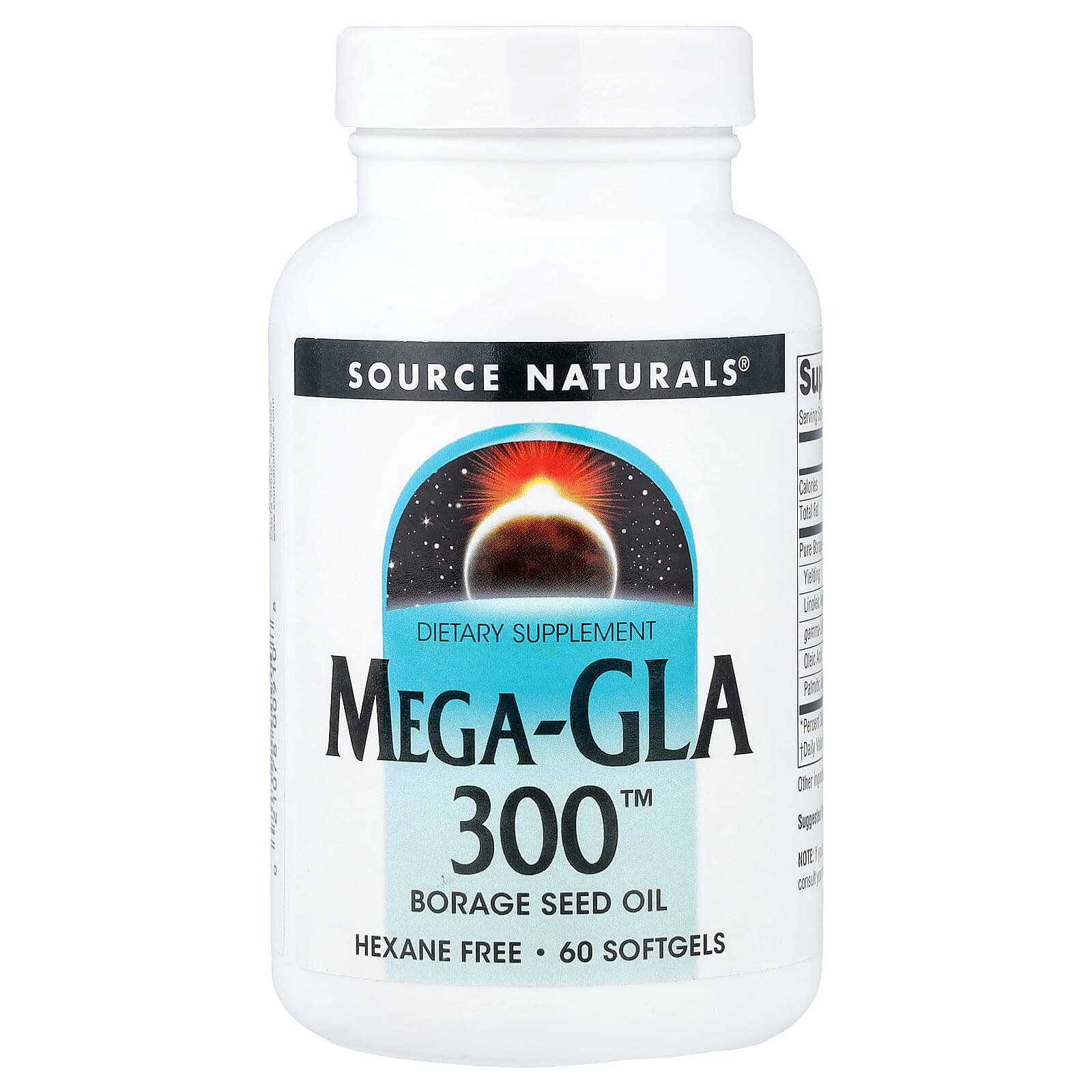 Source Naturals/源美Mega GLA 300亚麻酸软胶囊Mega-GLA 300