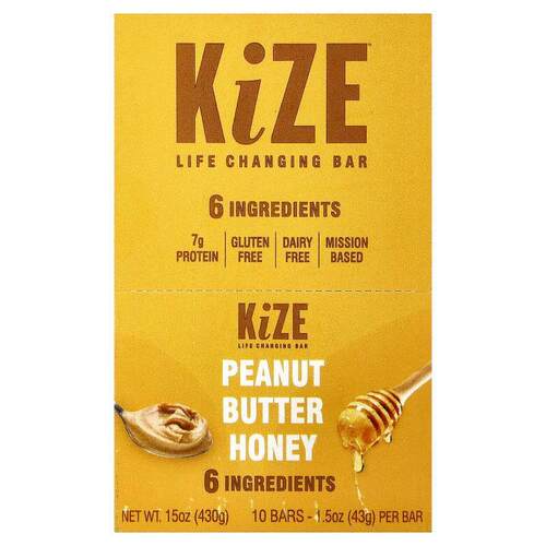 KiZE Life Changing Bar,Peanut Butter Honey, 10 Bars, 1.5 oz