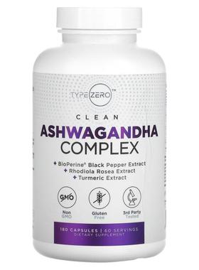 TypeZero,Clean, Ashwagandha Complex, 180 Capsules