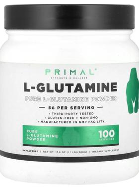 PrePrimal,L-谷氨酰胺粉，原味，17.6 盎司（500 克）