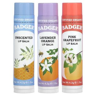 贝吉獾,Holiday Lip Balm Set, Red Box, 3 Piece Set, 0.15 oz (