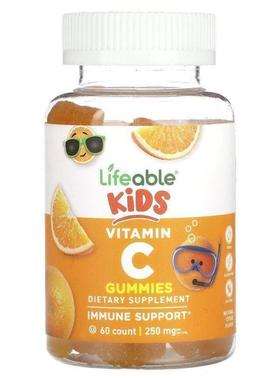 Lifeable,Kids Vitamin C Gummies, 125 mg, 60 Gummies