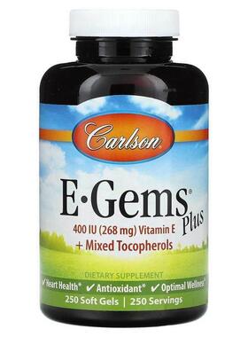 Carlson,E-Gems Plus, 400 IU (268 mg), 250 Soft Gels