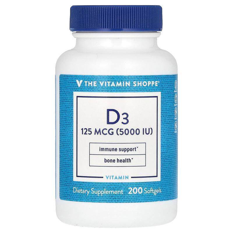 The Vitamin Shoppe,Vitamin D3, 125 mcg (5,000 IU), 200 Softg