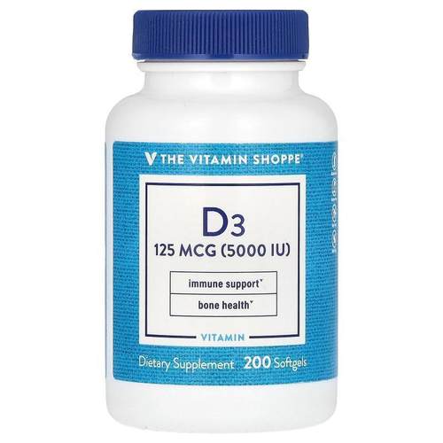 The Vitamin Shoppe,Vitamin D3, 125 mcg (5,000 IU), 200 Softg