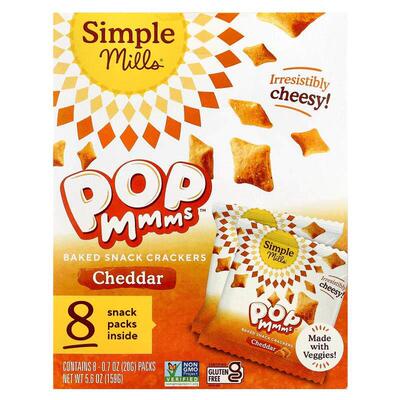 Simple Mills,PopMmms™ Baked Snack Crackers, Cheddar, 8 Packs