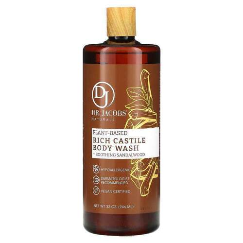 Dr. Jacobs Naturals,Plant-Based Rich Castile Body Wash, Soot