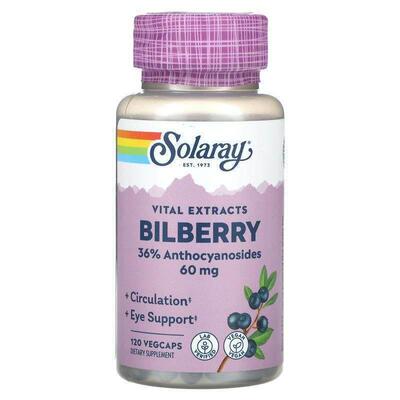 Solaray,Vital Extracts, Bilberry, 60 mg, 120 VegCaps