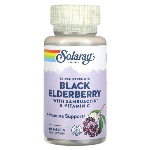Solaray,三效 Sambuactin 黑接骨木果维生素 C，60 片