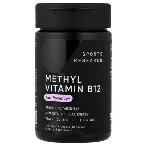 Sports Research,甲基维生素 B12，5,000 微克，120 粒液体素食胶