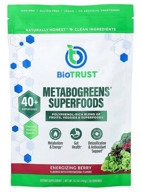 BioTRUST,Metabogreens® Superfoods, Energizing Berry, 9.2 oz