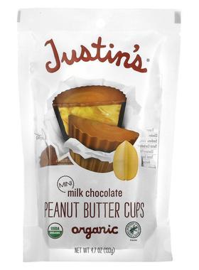 Justin's Nut Butter,有机迷你牛奶巧克力花生酱杯，4.7 盎司（13