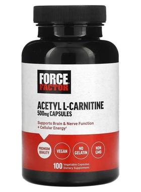 Force Factor,Acetyl L-Carnitine, 500 mg, 100 Vegetable Capsu