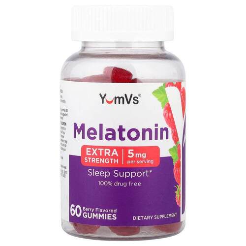 YumVs,Melatonin Gummies, Extra Strength, Berry, 60 Gummies