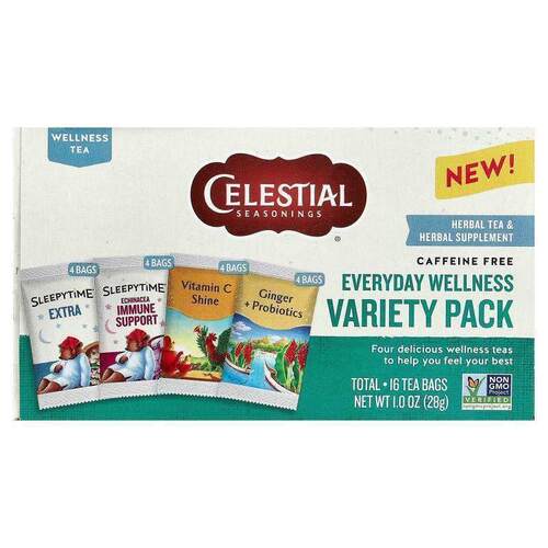 斯乐,Everyday Wellness Variety Pack, Caffeine Free , 16 Tea