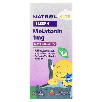 Natrol,儿童，褪黑荷尔蒙，4 岁及以上，草莓味，40 片
