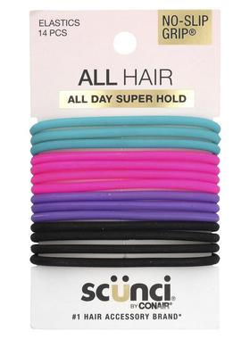 Scunci,防滑皮筋，舒适，全天保持，亮色，14 根