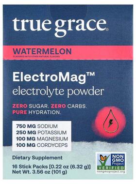 True Grace,ElectroMag™, Electrolyte Powder, Watermelon, 16 S