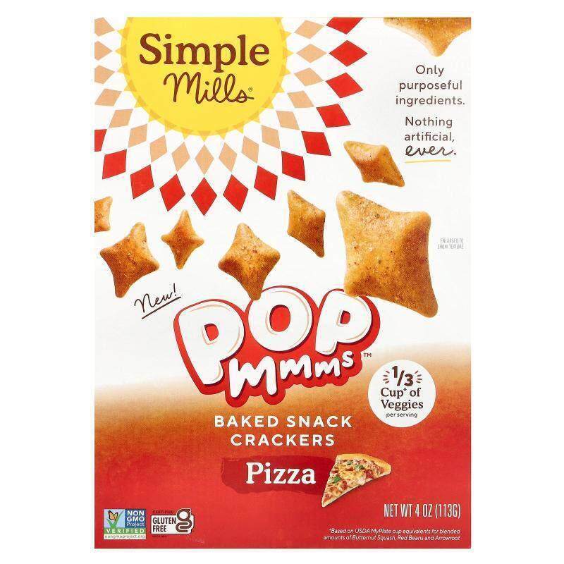 Simple Mills,Pop Mmms, Baked Snack Crackers, Pizza, 4 oz (11 - 实物图