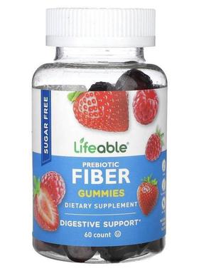 Lifeable,益生元纤维软糖，天然浆果味，无糖，60 粒