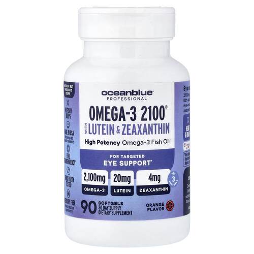 Ocean Blue,Omega-3 2100®，含叶黄素和玉米黄质，橙色，90粒软胶