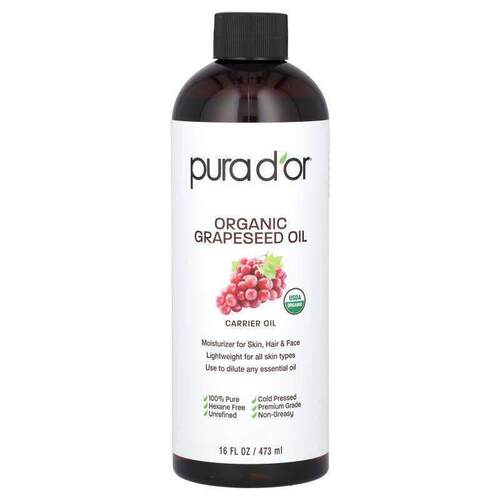 Pura D'or,Organic Grapeseed Oil, 16 fl oz (473 ml)